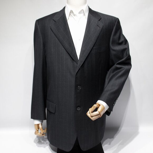 Ermenegildo Zegna 100% Wool Black Pinstriped 3-Button Blazer Men 46R (56EU)
